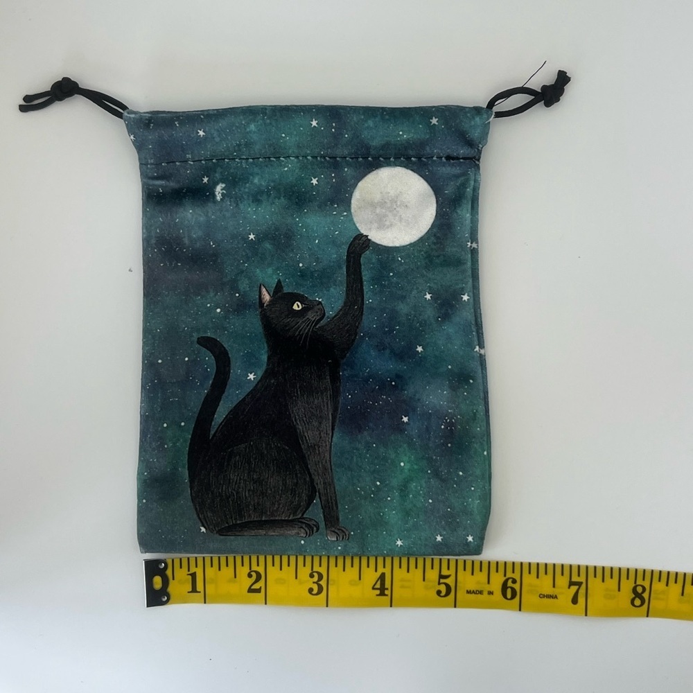 4/$20 🦋 Cat and Moon Soft Drawstring Pouch Tarot Cards Jewelry - Picture 3 of 5